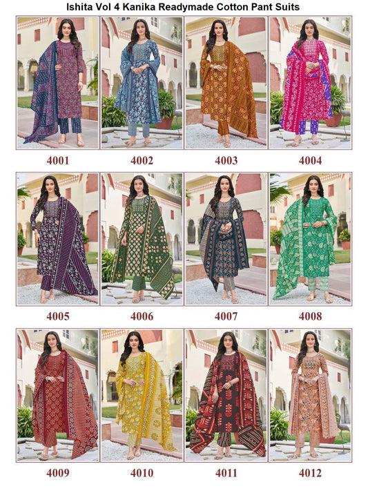 Ishita Vol 4 Kanika Readymade Cotton Pant Suits Wholesaler Gujarat