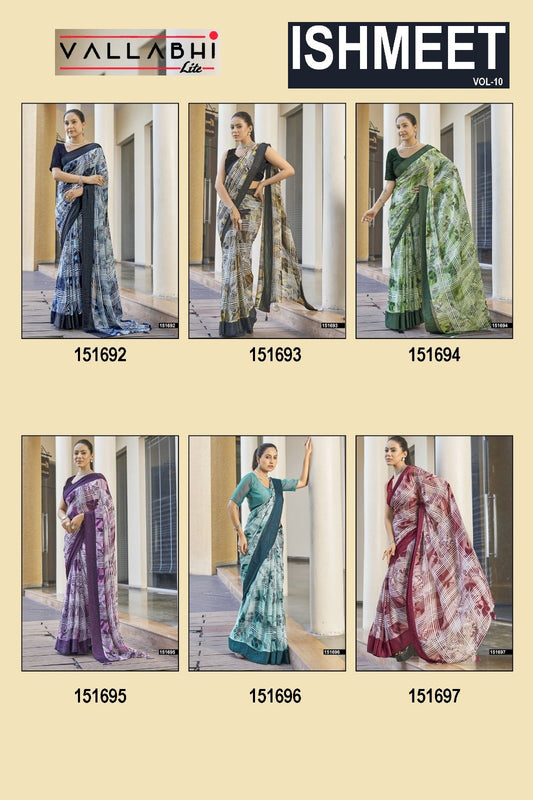 Ishmeet Vol 10 Vallabhi Lite Chiffon Sarees Supplier Gujarat