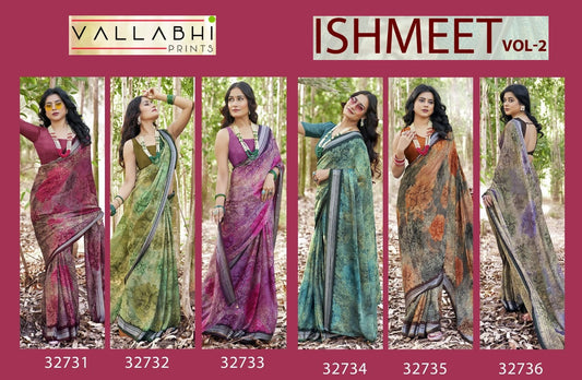 Ishmeet Vol 2 Vallabhi Prints Georgette Sarees Manufacturer Ahmedabad