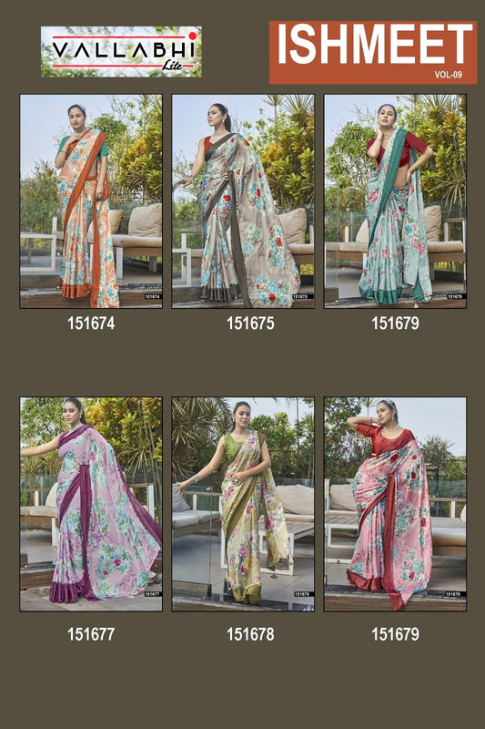 Ishmeet Vol 9 Vallabhi Lite Chiffon Sarees Wholesale Price