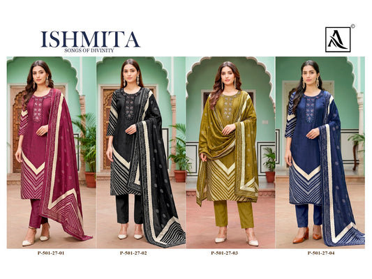 Ishmita Alok Viscose Muslin Karachi Salwar Suits Wholesale Price