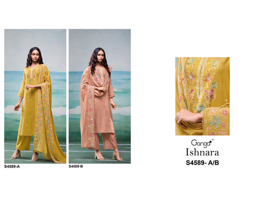 Ishnara 4589 Ganga Mul Pant Style Suits Supplier Ahmedabad