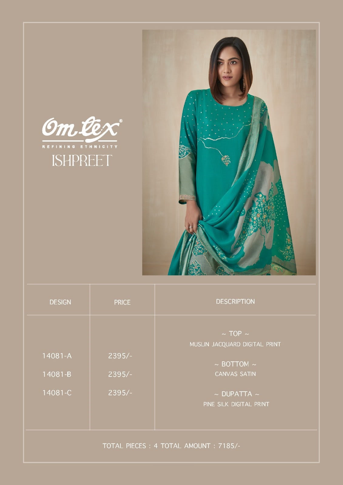 Ishpreet Omtex Jacquard Pant Style Suits Manufacturer Ahmedabad