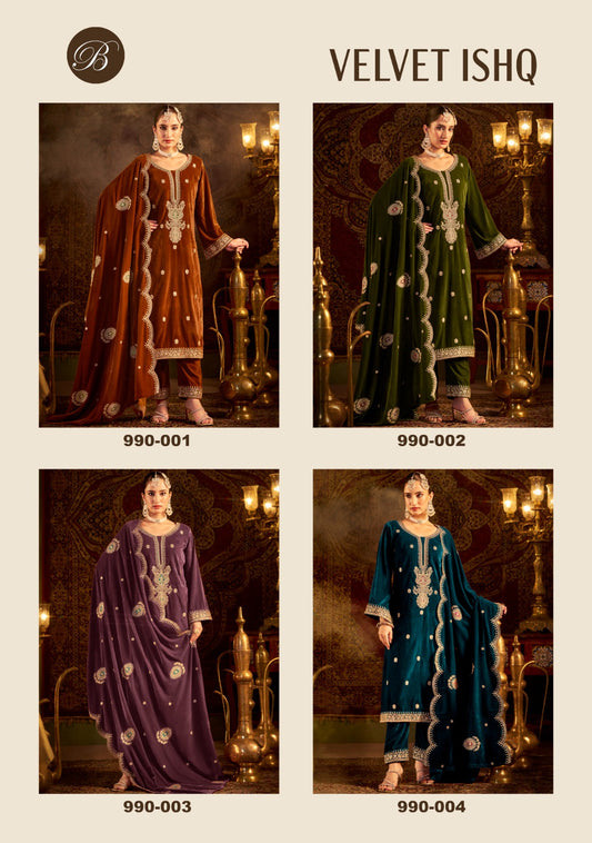 Ishq Belliza Designer Studio Velvet Suits Supplier India