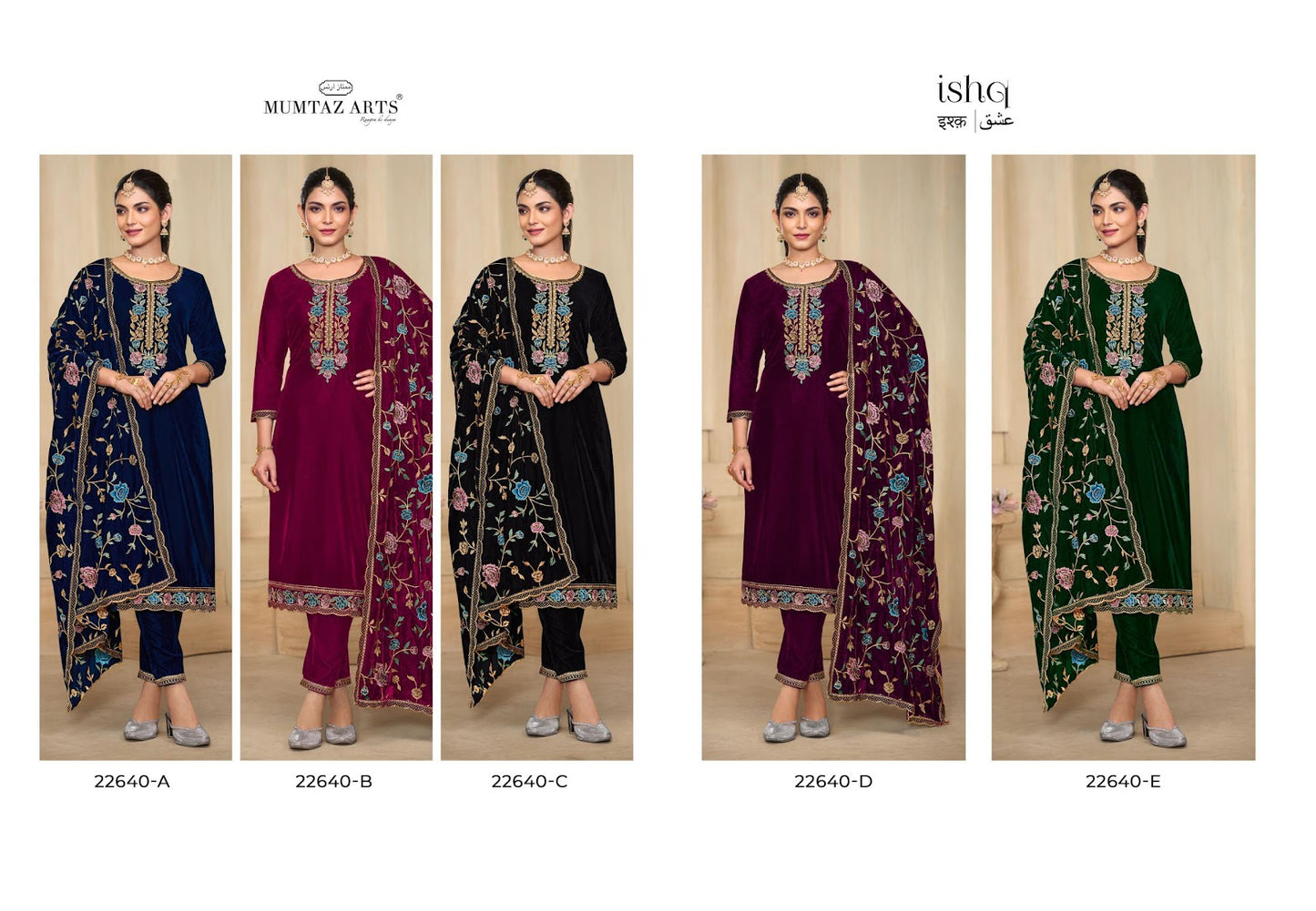 Ishq Mumtaz Arts Velvet Pant Style Suits Wholesaler