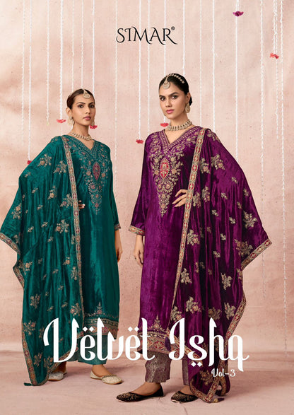Ishq Vol 3 Simar Velvet Suits Wholesale Price