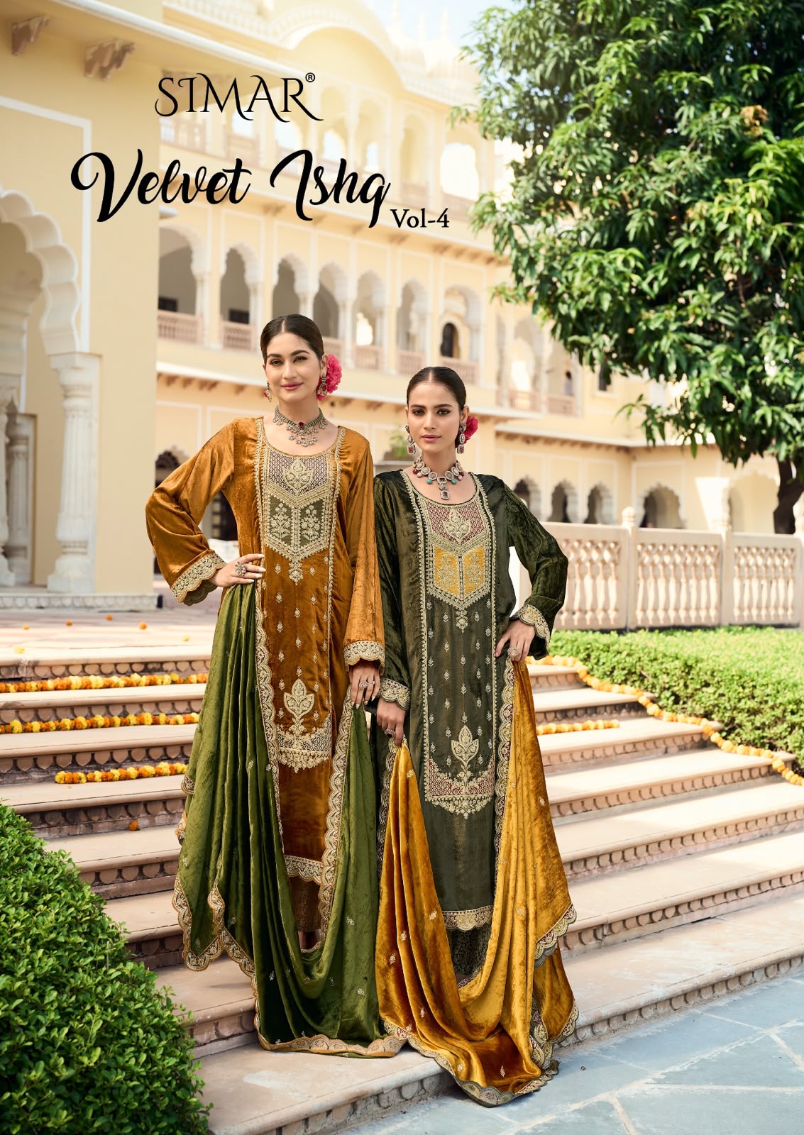 Ishq Vol 4 Simar Viscose Velvet Suits Manufacturer India