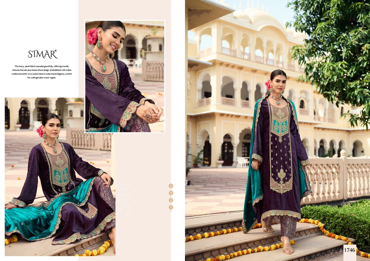 Ishq Vol 4 Simar Viscose Velvet Suits Manufacturer India
