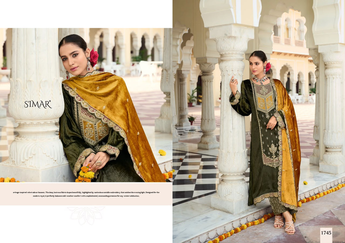 Ishq Vol 4 Simar Viscose Velvet Suits Manufacturer India