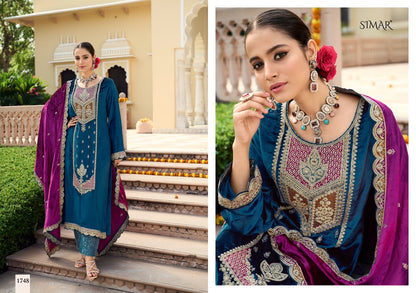 Ishq Vol 4 Simar Viscose Velvet Suits Manufacturer India
