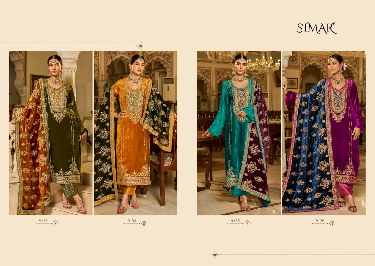 Ishq Vol 5 Simar Viscose Velvet Suits Manufacturer India