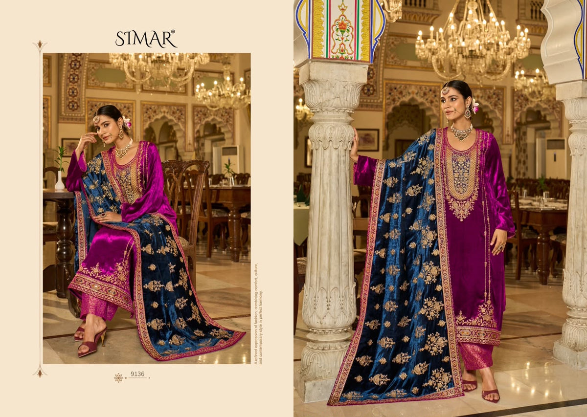 Ishq Vol 5 Simar Viscose Velvet Suits Manufacturer India