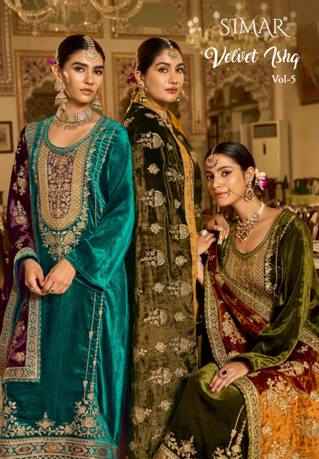 Ishq Vol 5 Simar Viscose Velvet Suits Manufacturer India