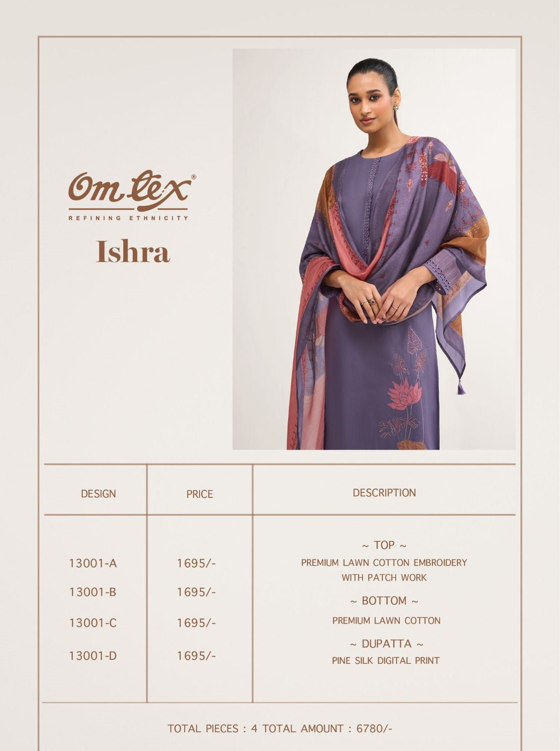 Ishra Omtex Lawn Cotton Pant Style Suits Wholesaler India