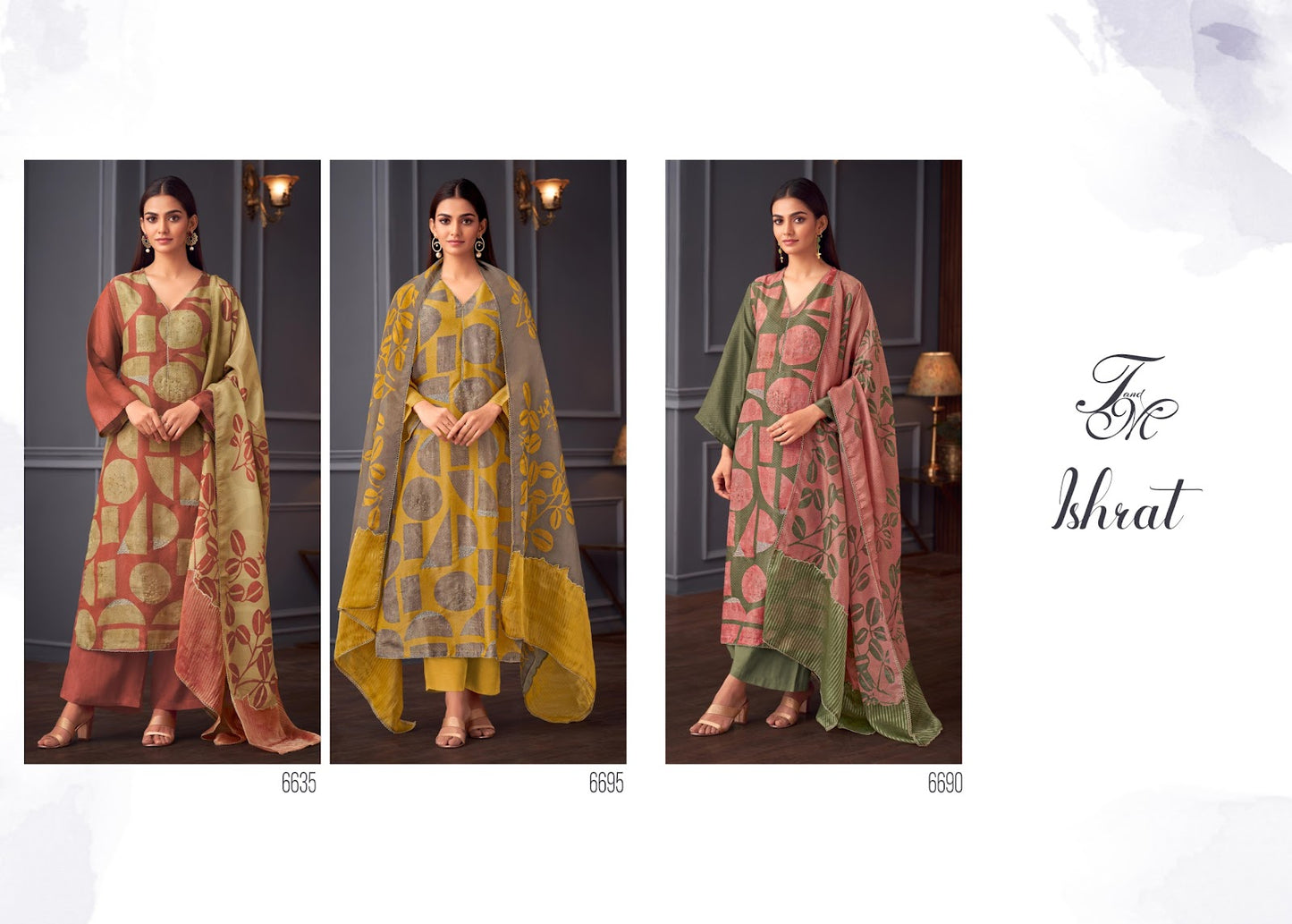 Ishrat-New Tm Simmer Tissue Pant Style Suits Wholesale Rate