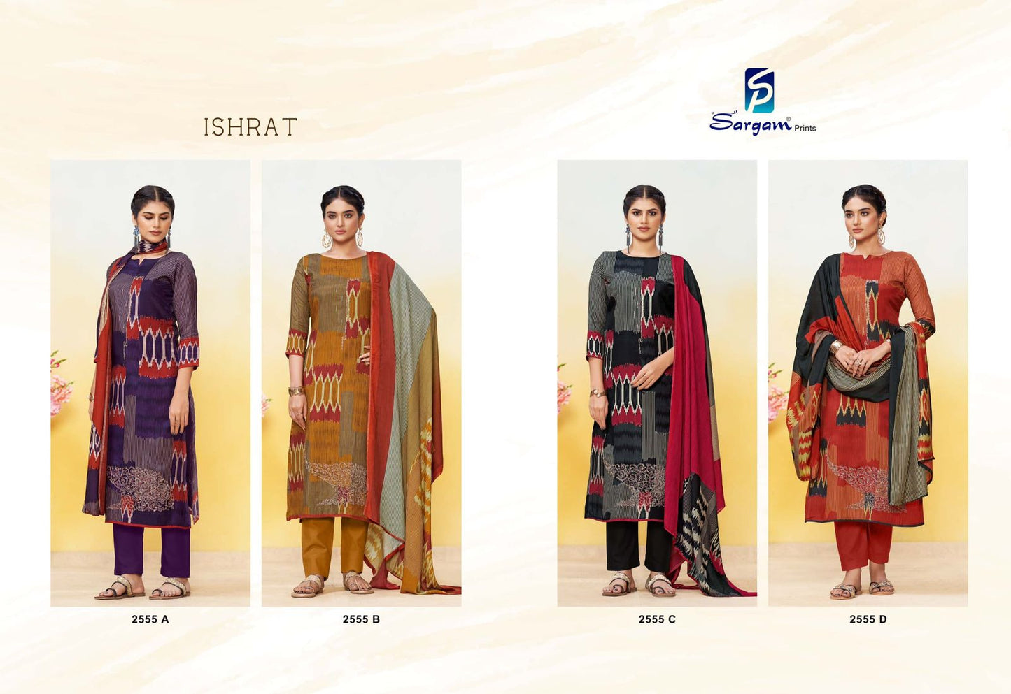 Ishrat Sargam Prints Bemberg Muslin Pant Style Suits Supplier Ahmedabad