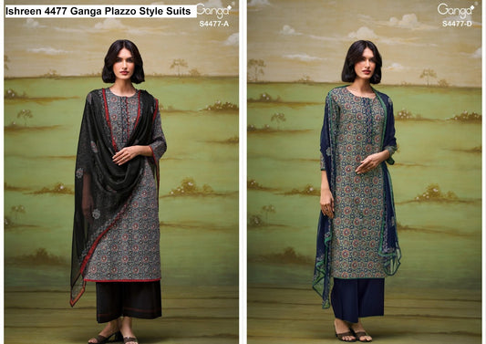 Ishreen 4477 Ganga Cotton Plazzo Style Suits Exporter