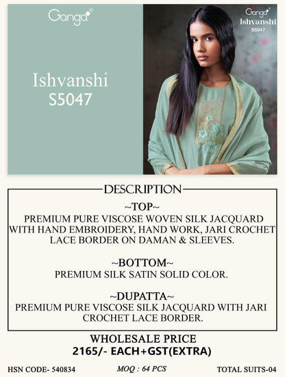 Ishvanshi S5047 Ganga Woven Silk Pant Style Suits Supplier Gujarat