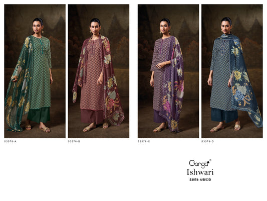 Ishwari 3578 Ganga Premium Cotton Plazzo Style Suits Wholesale Price