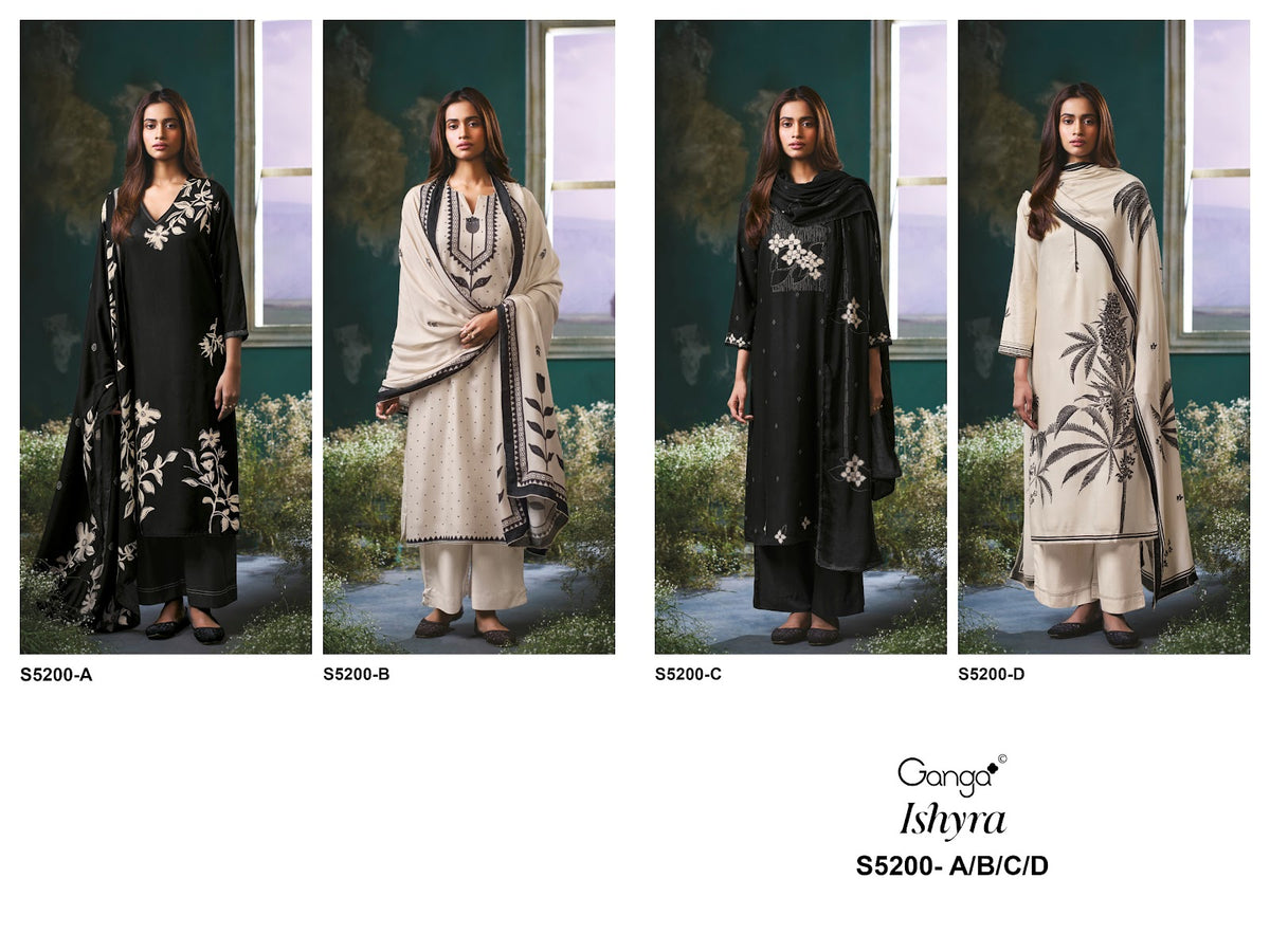 Ishyra S5200 Ganga Wool Pashmina Suits Supplier India
