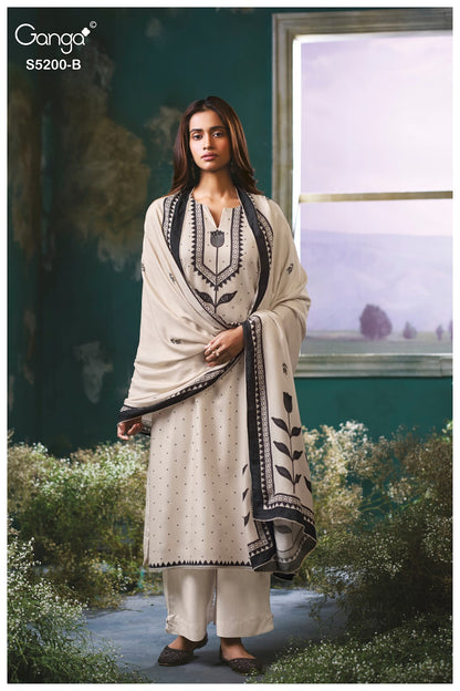 Ishyra S5200 Ganga Wool Pashmina Suits Supplier India