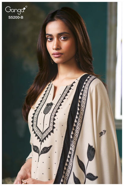 Ishyra S5200 Ganga Wool Pashmina Suits Supplier India