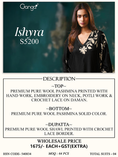 Ishyra S5200 Ganga Wool Pashmina Suits Supplier India