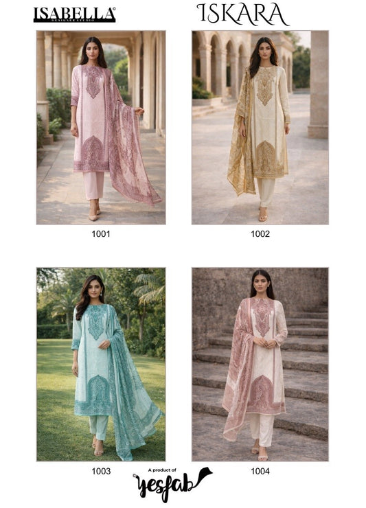 Iskara Yesfab Isabella Cambric Pant Style Suits Wholesaler Ahmedabad