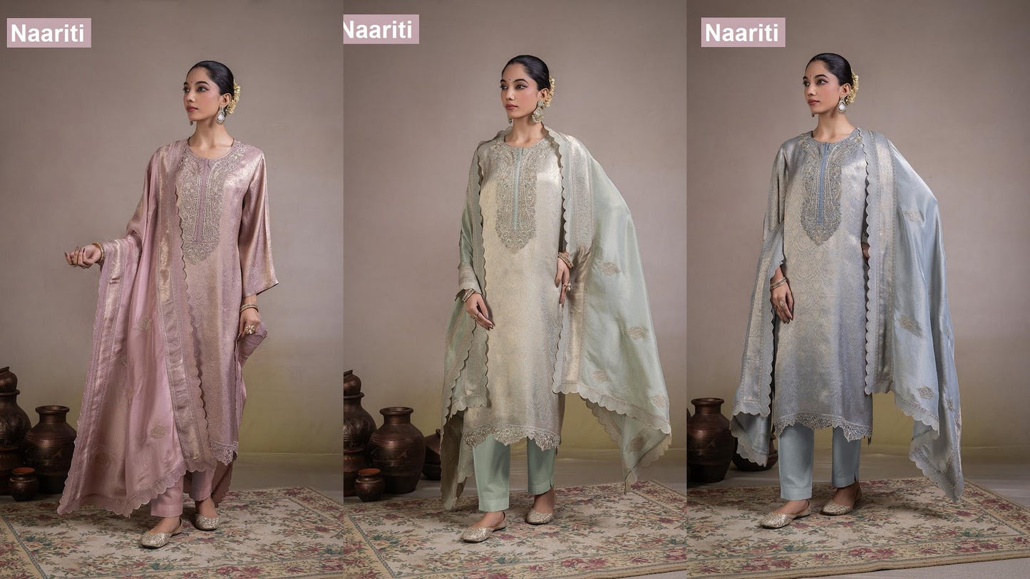 Iskeerat 2820 Naariti Silk Jacquard Pant Style Suits Manufacturer Gujarat