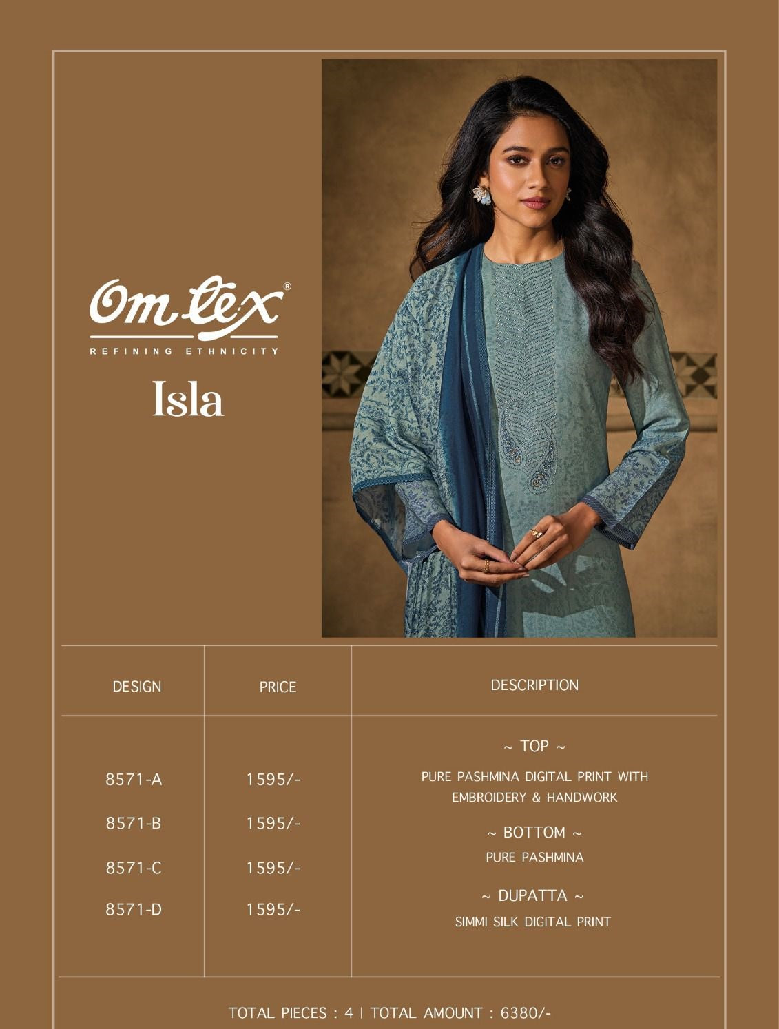 Isla Omtex Pashmina Suits Wholesale Price