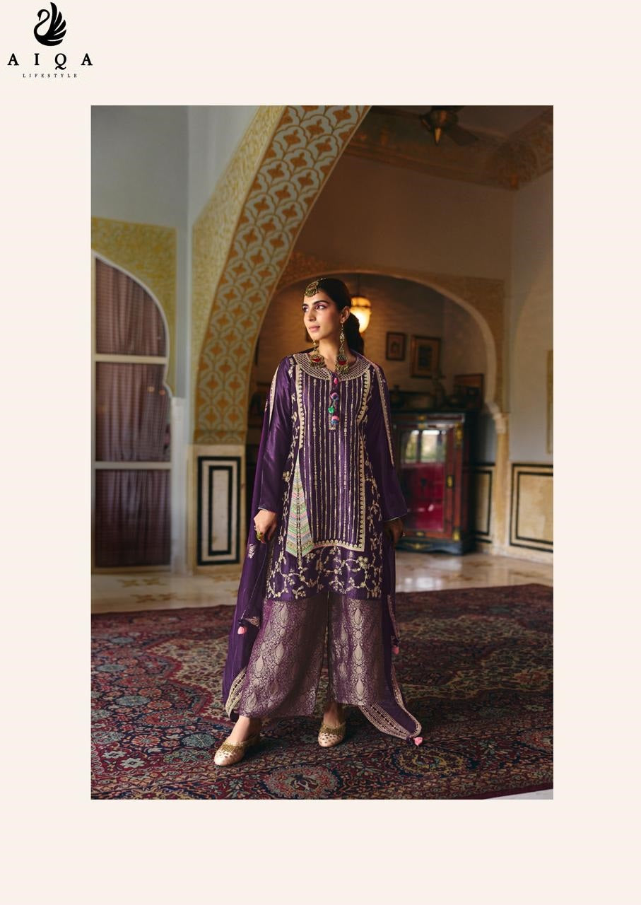 Israh Aiqa Bemberg Silk Plazzo Style Suits Exporter India