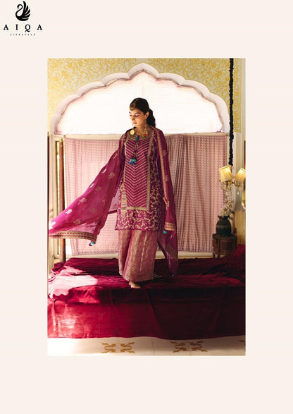 Israh Aiqa Bemberg Silk Plazzo Style Suits Exporter India