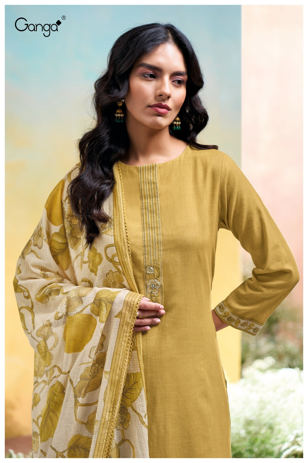 Isuri 3674 Ganga Cotton Linen Plazzo Style Suits Exporter India