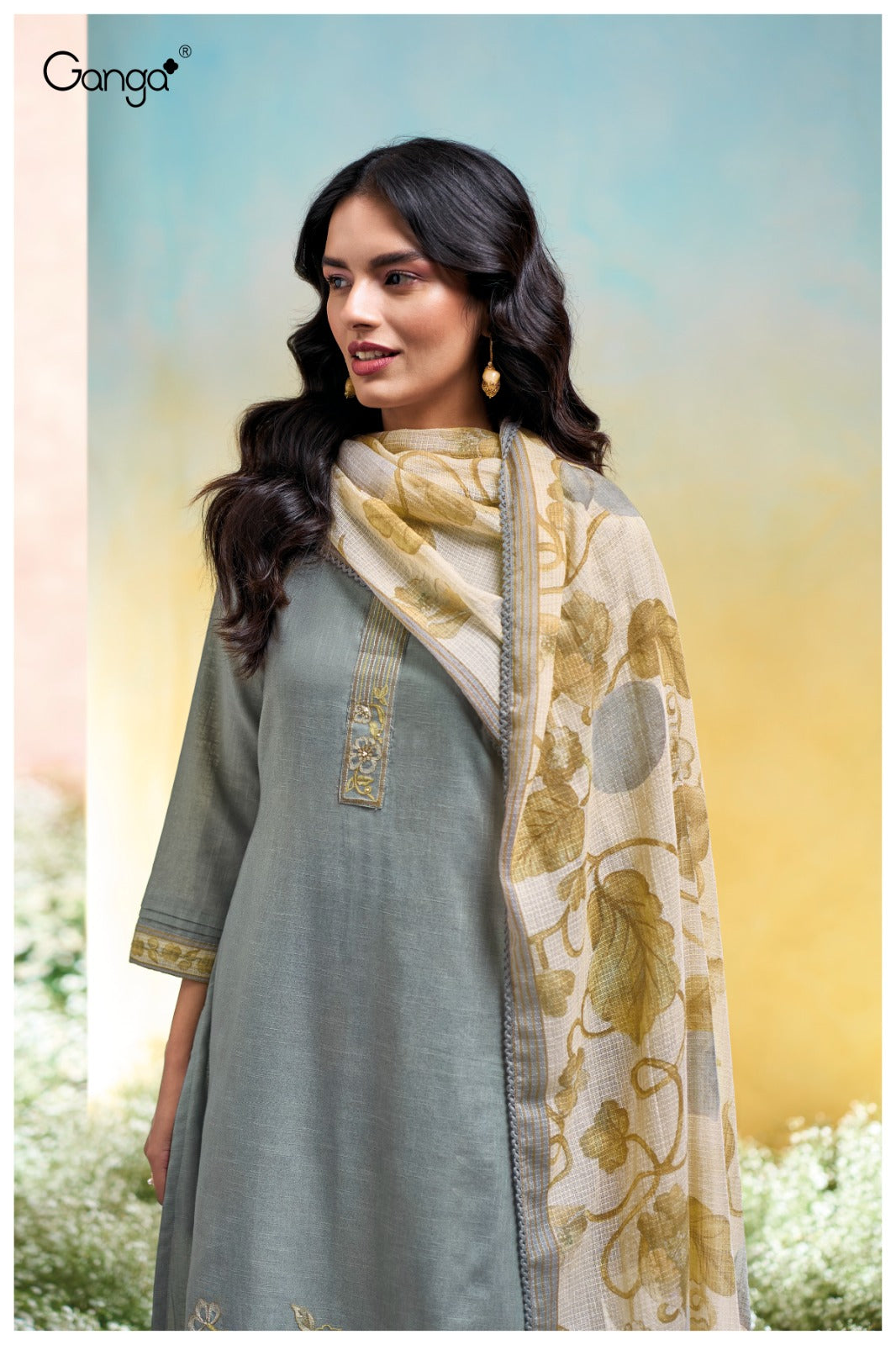 Isuri 3674 Ganga Cotton Linen Plazzo Style Suits Exporter India