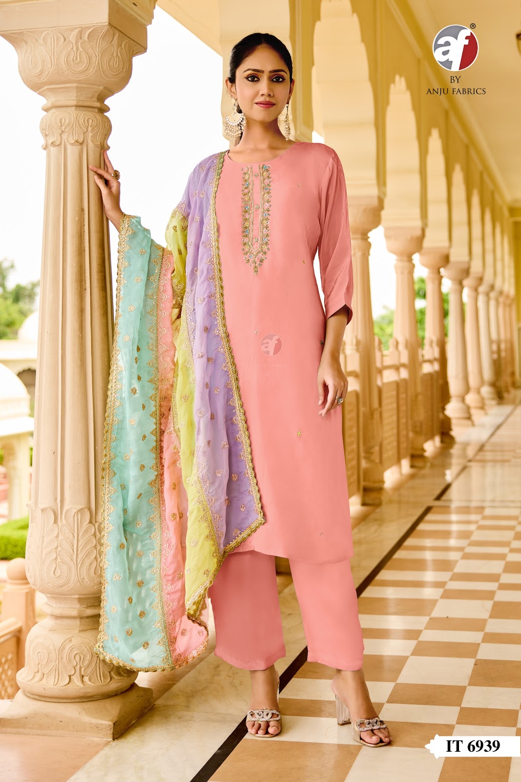 It 6938-6940 Af Natural Crepe Readymade Pant Style Suits Wholesale Price