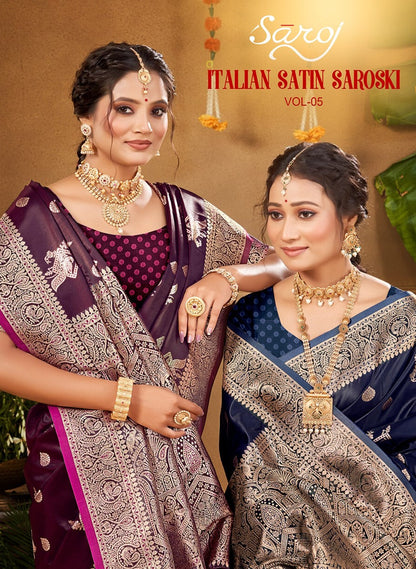 Italian Satin Saroski Vol 5 Saroj Satin Silk Sarees Wholesaler Gujarat