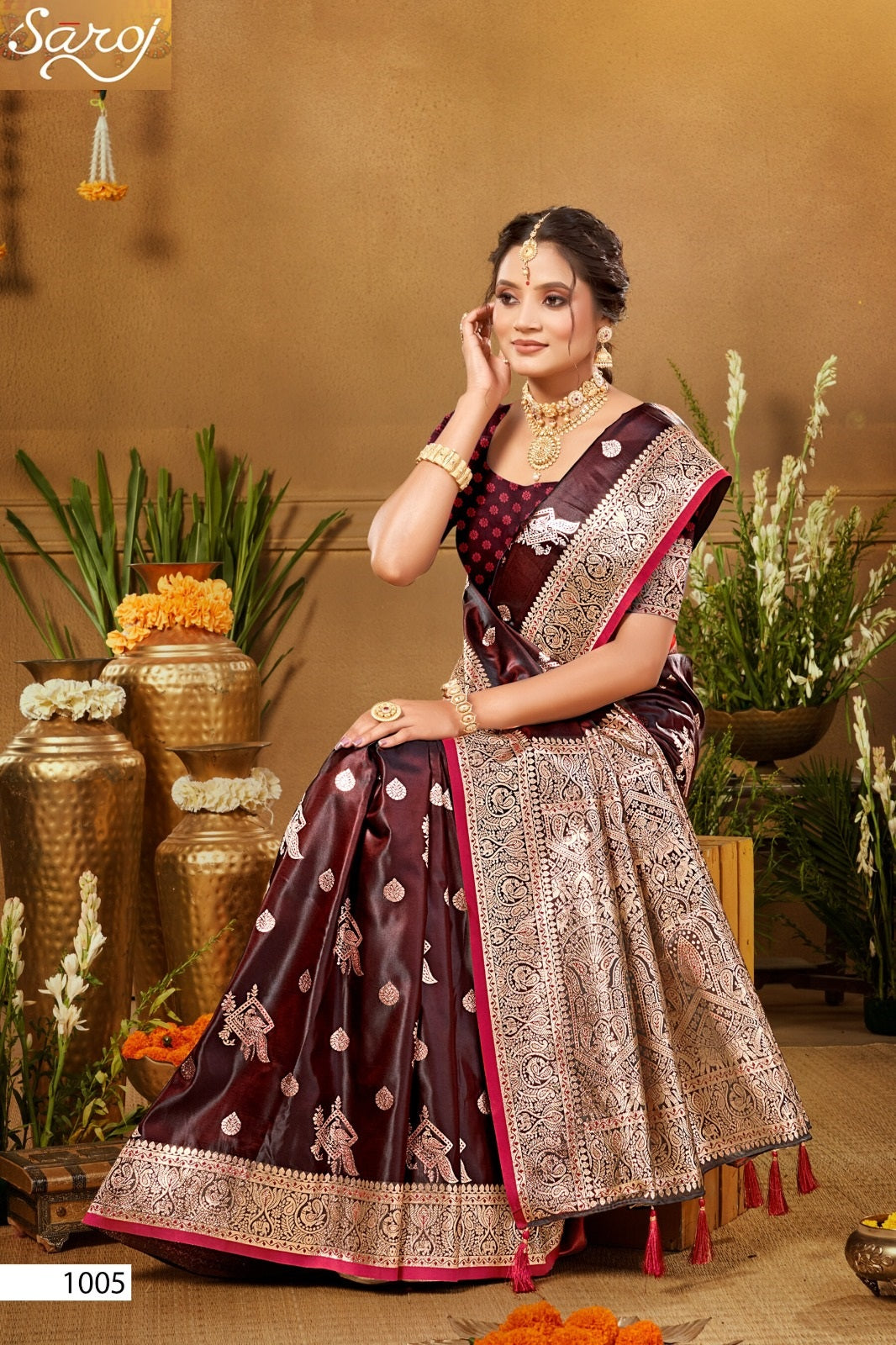Italian Satin Saroski Vol 5 Saroj Satin Silk Sarees Wholesaler Gujarat