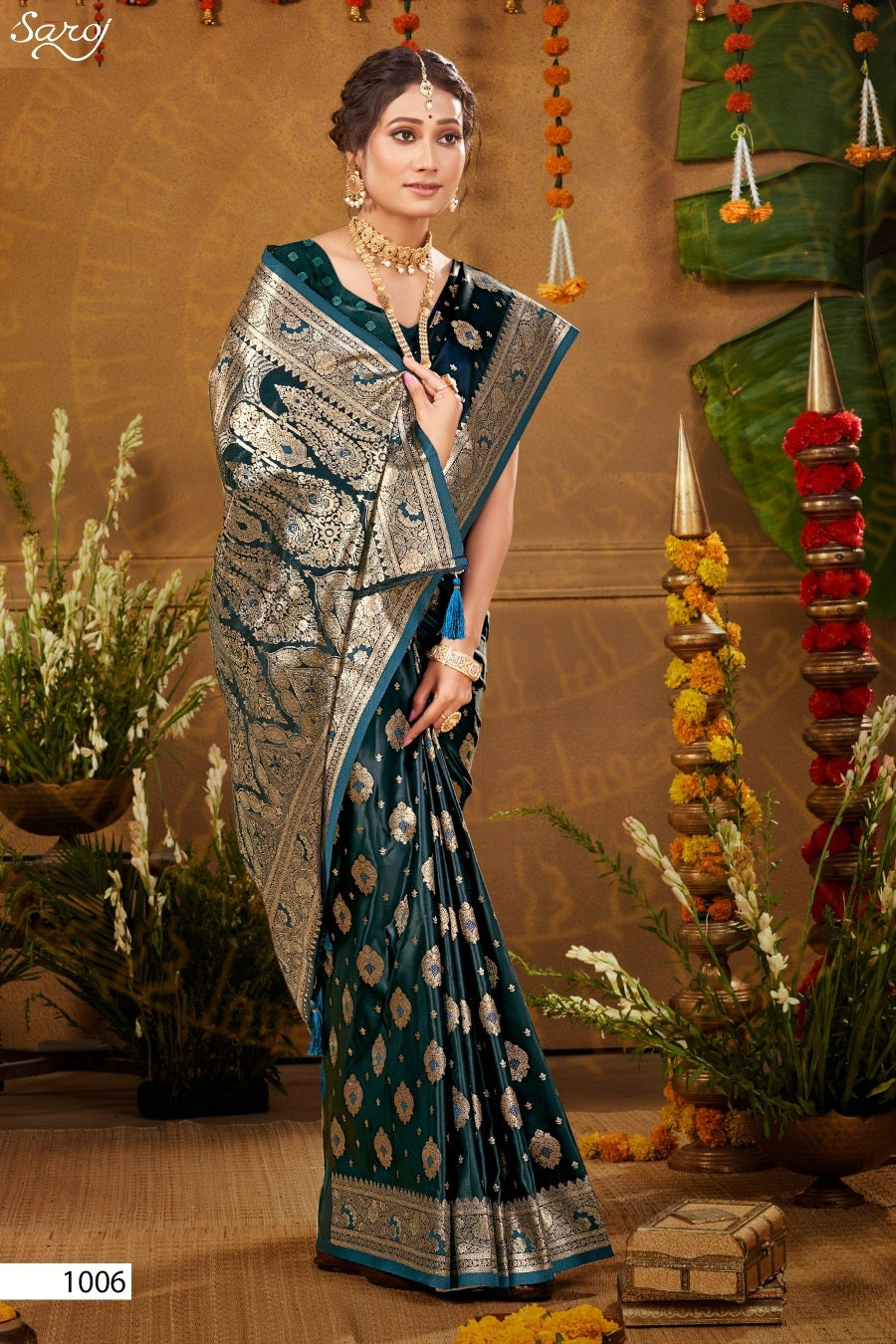 Italian Satin Saroski Vol 6 Saroj Satin Silk Sarees Manufacturer Gujarat