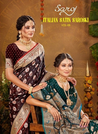 Italian Satin Saroski Vol 6 Saroj Satin Silk Sarees Manufacturer Gujarat