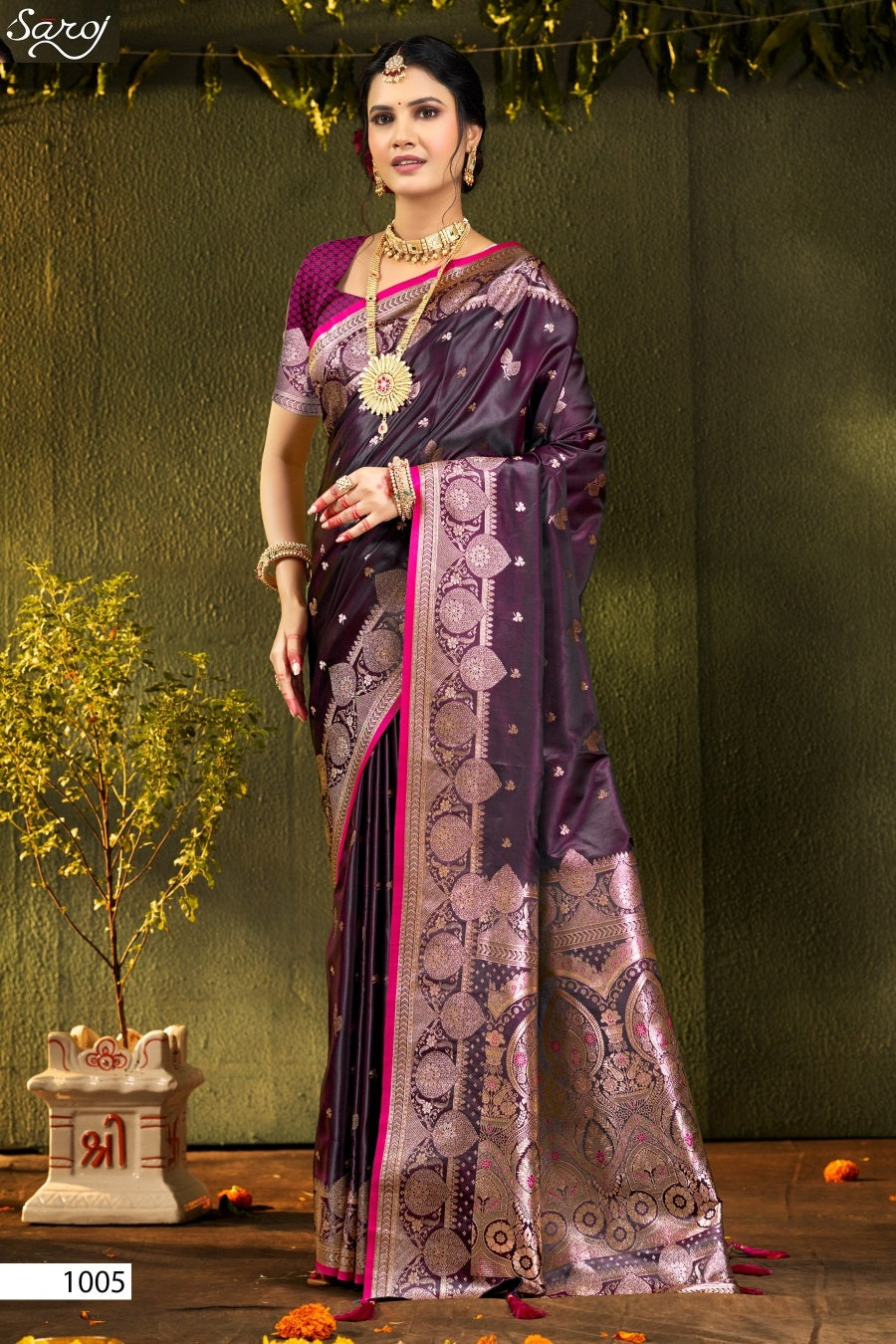 Italian Satin Saroski Vol 7 Saroj Satin Silk Sarees Exporter Gujarat