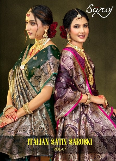 Italian Satin Saroski Vol 7 Saroj Satin Silk Sarees Exporter Gujarat