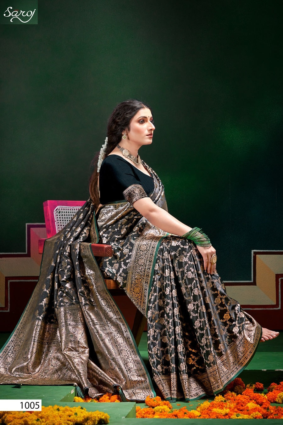 Italian Satin Saroski Vol 8 Saroj Satin Silk Sarees Wholesale Price