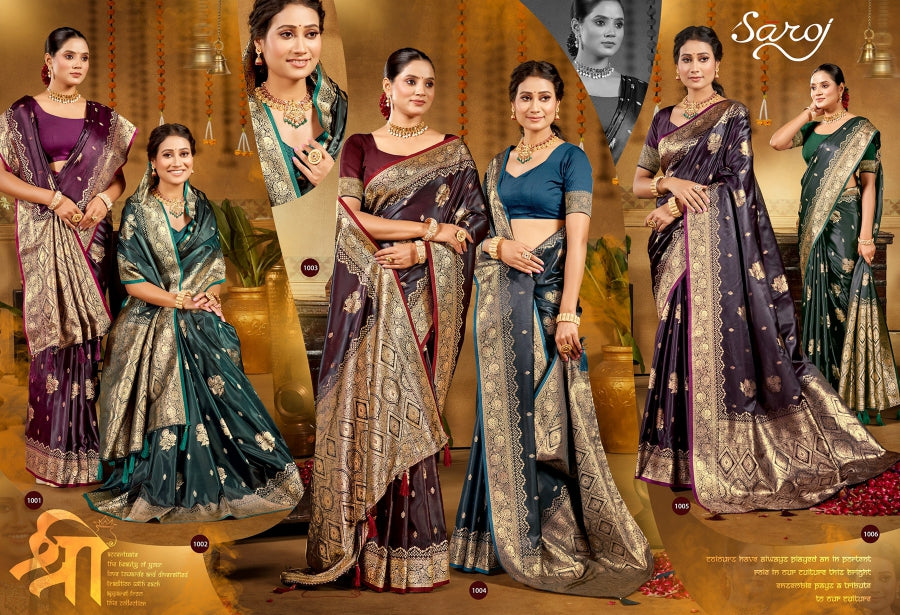 Italian Satin Saroski Vol 9 Saroj Satin Silk Sarees Supplier Gujarat