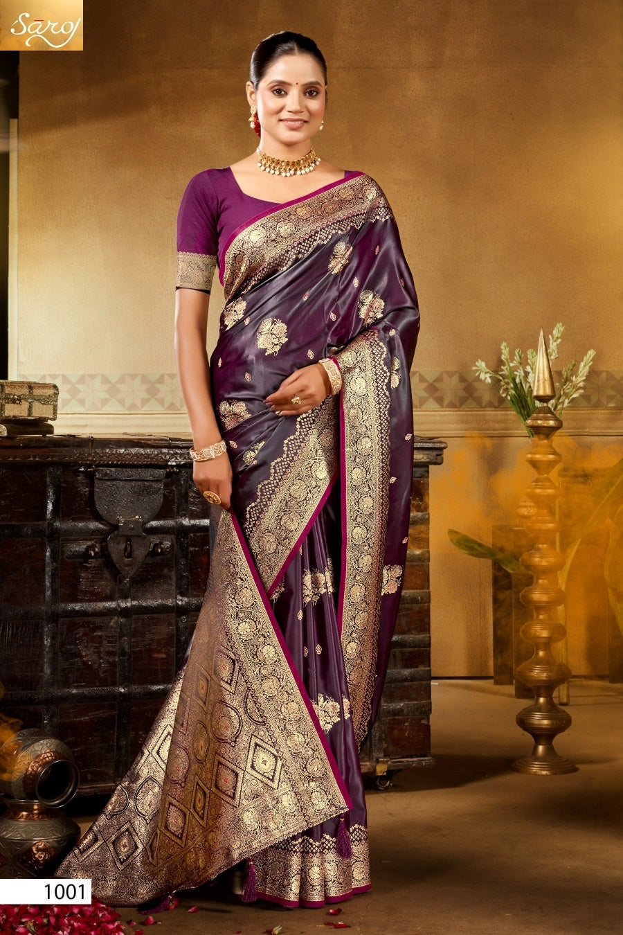 Italian Satin Saroski Vol 9 Saroj Satin Silk Sarees Supplier Gujarat