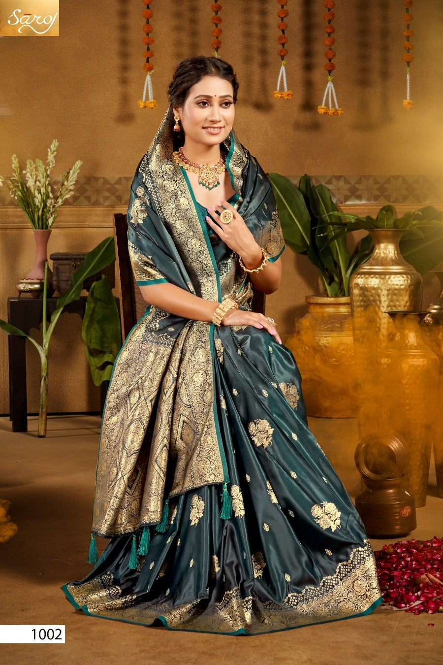 Italian Satin Saroski Vol 9 Saroj Satin Silk Sarees Supplier Gujarat