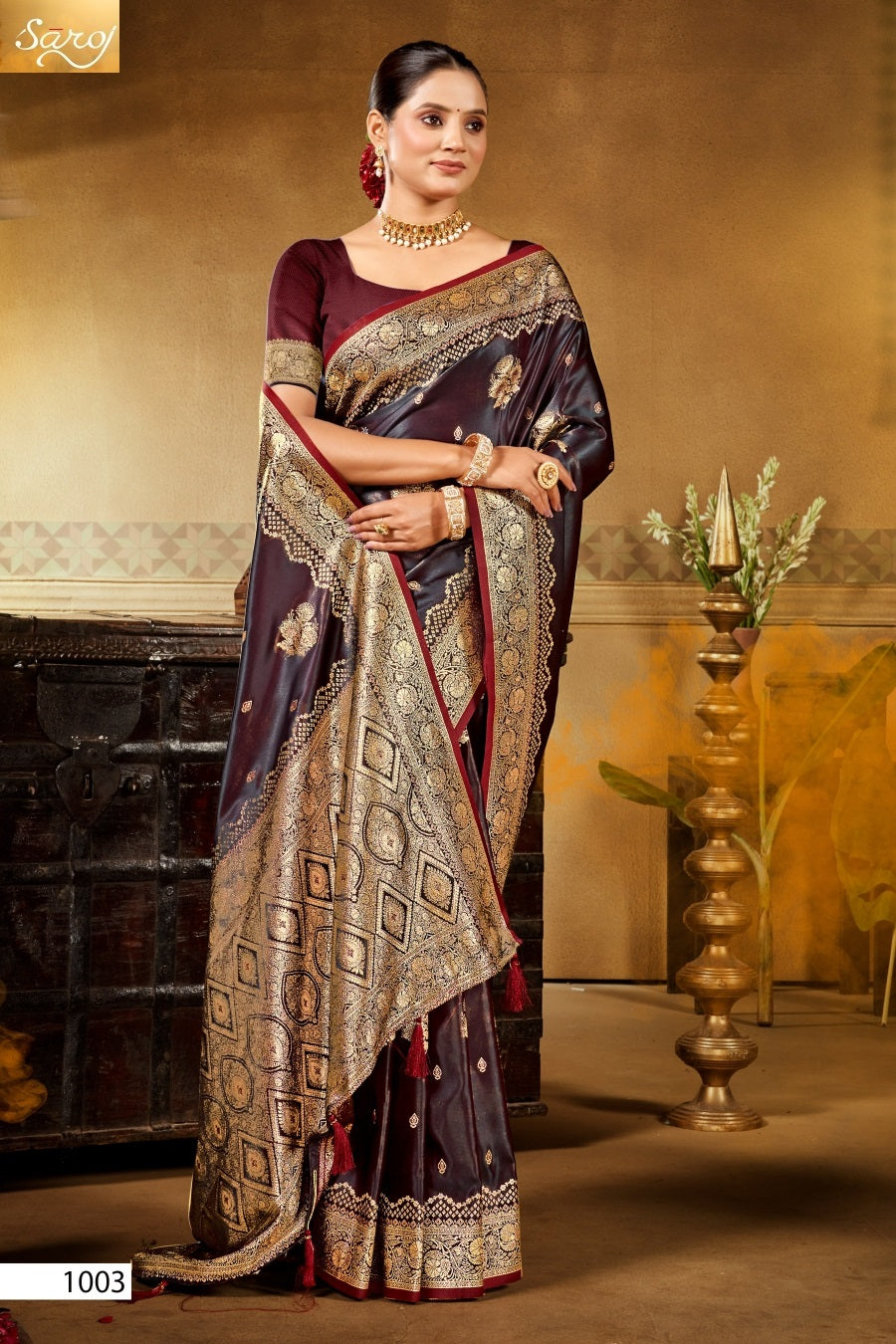 Italian Satin Saroski Vol 9 Saroj Satin Silk Sarees Supplier Gujarat