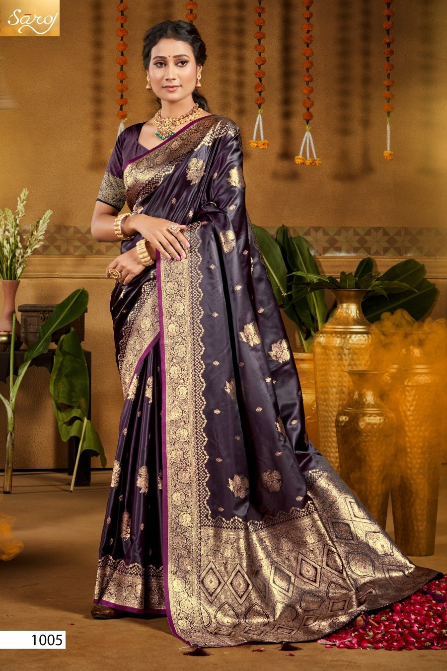 Italian Satin Saroski Vol 9 Saroj Satin Silk Sarees Supplier Gujarat