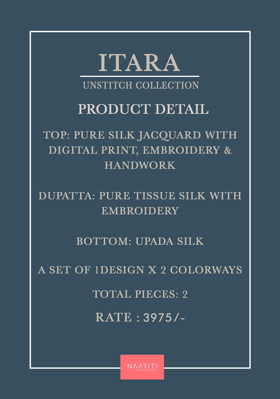 Itara Naariti Silk Jacquard Pant Style Suits Supplier India