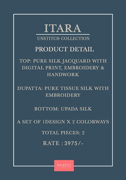 Itara Naariti Silk Jacquard Pant Style Suits Supplier India