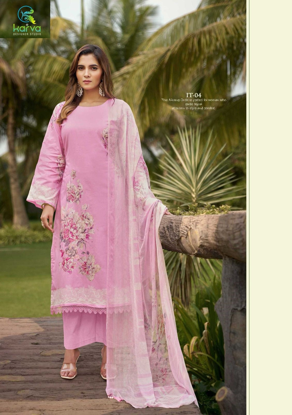 Itrh Karva Designer Studio Lawn Cotton Plazzo Style Suits Wholesaler